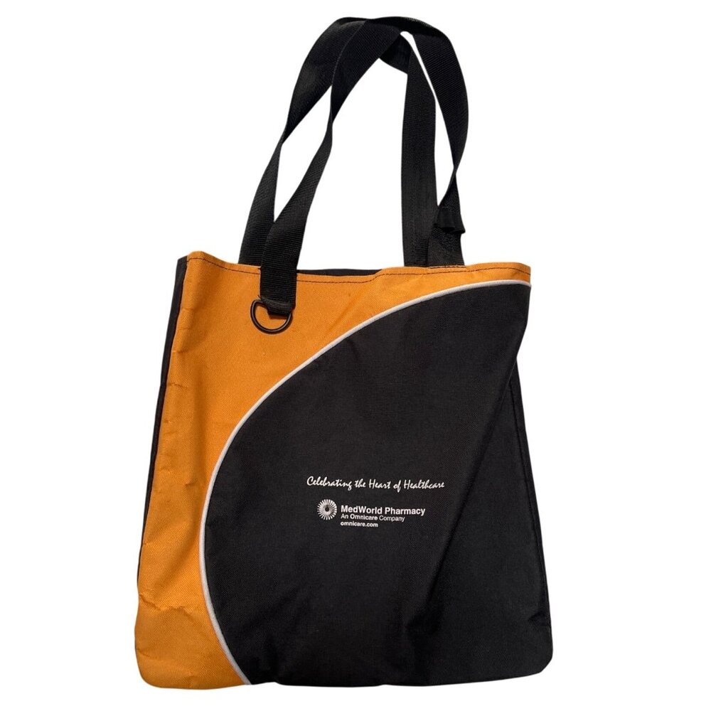 Black & Orange Tote Bag With Inner Pocket & Dual Handles 47h